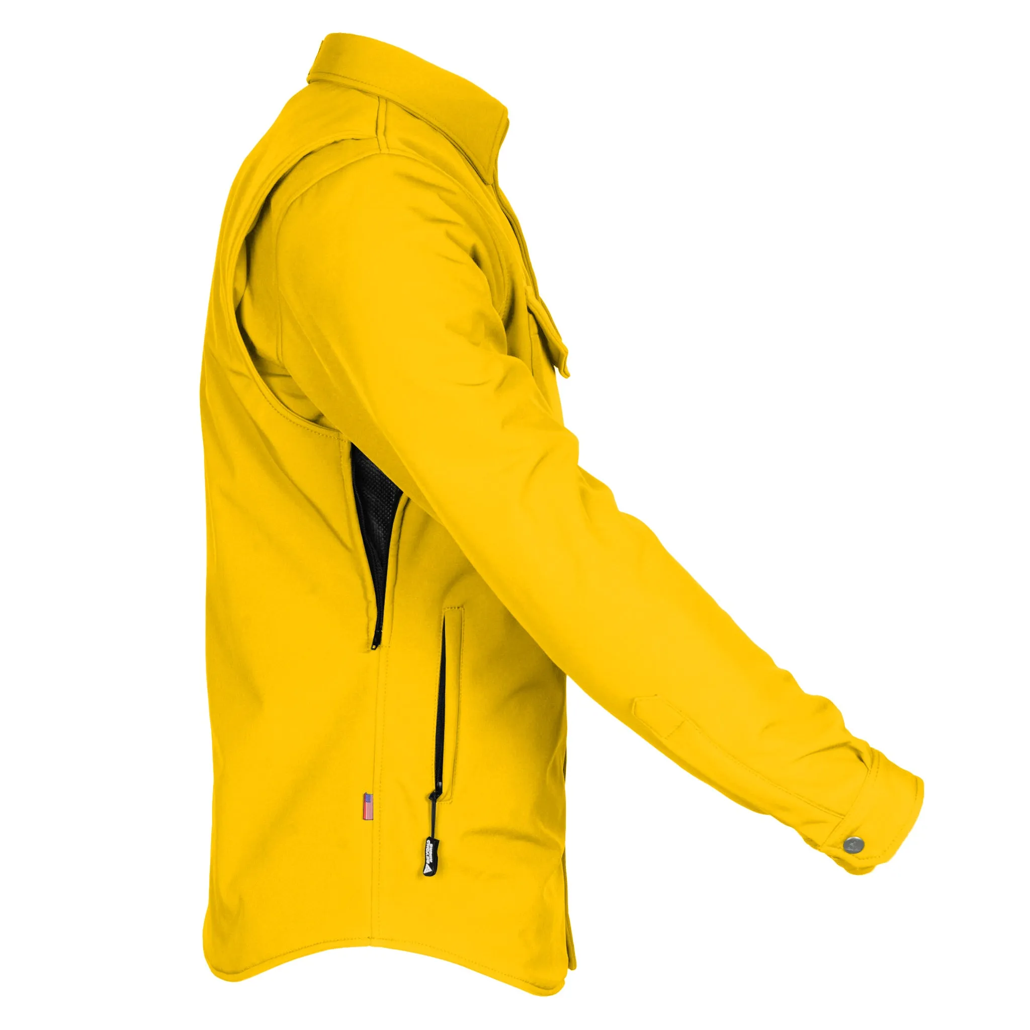 Protective SoftShell Winter Jacket for Men - Yellow Matte with Pads