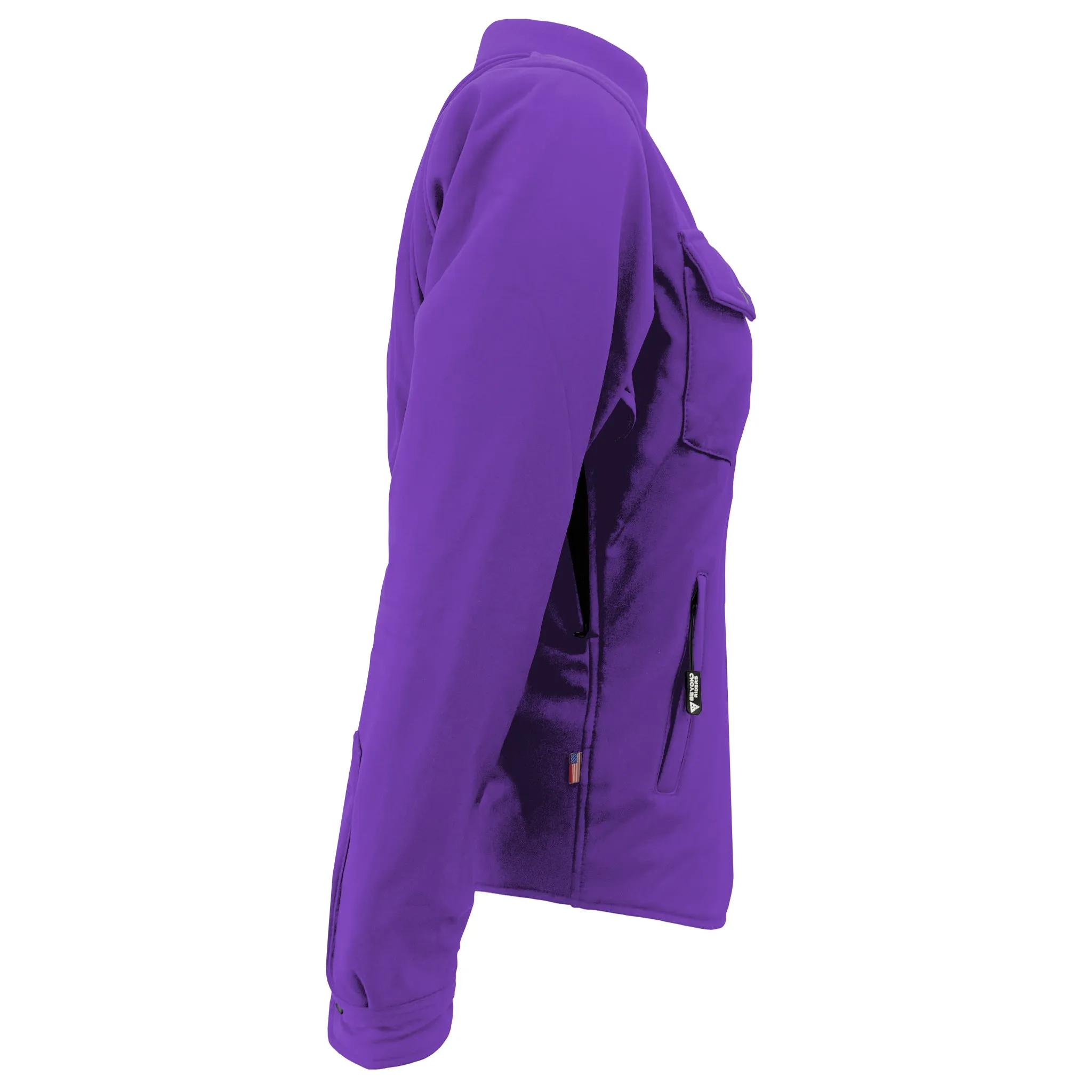 Protective SoftShell Winter Jacket for Women – Purple Matte with Pads
