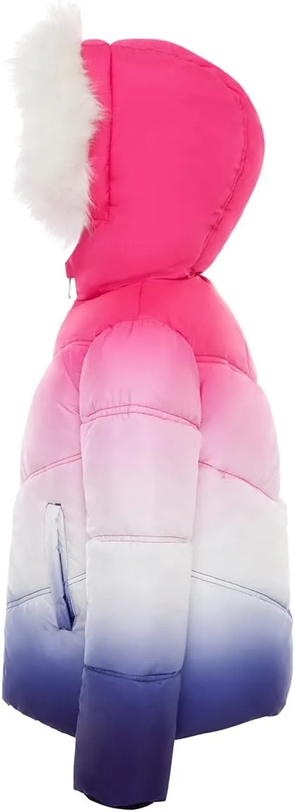 Rokka&Rolla Girls' Heavyweight Puffer Jacket Quilted Winter Coat with Hooded Faux Fur