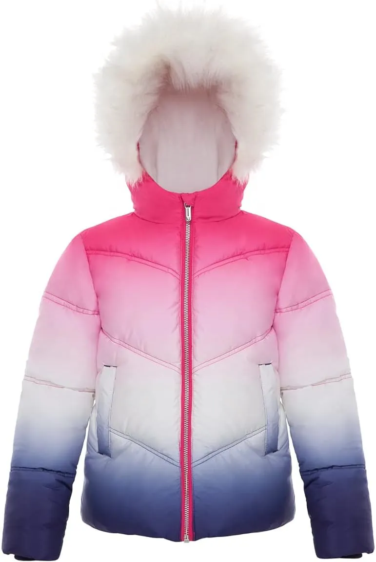 Rokka&Rolla Girls' Heavyweight Puffer Jacket Quilted Winter Coat with Hooded Faux Fur