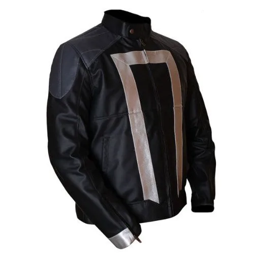 RW AUTHENTIC SHEEPSKIN AGENTS OF SHIELD GABRIEL LUNA GHOST RIDER GENUINE LEATHER JACKET