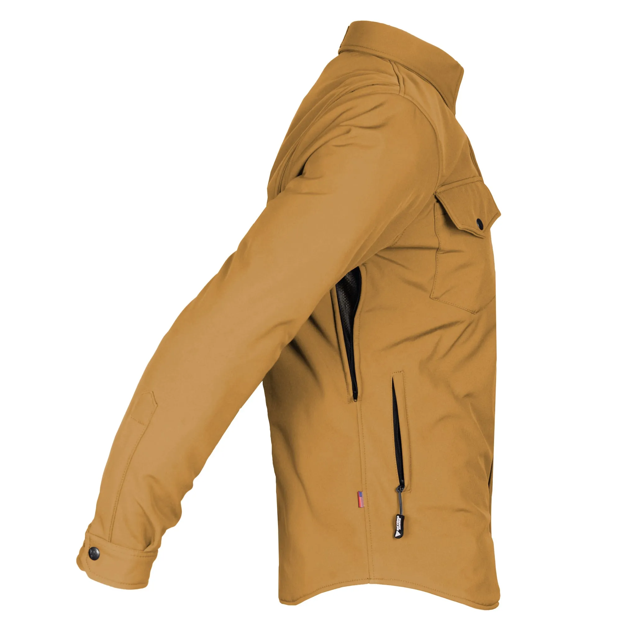 SALE Protective SoftShell Winter Jacket for Men - Mustard Matte with Pads