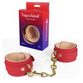 Spartacus PU Wrist Cuffs w/Plush Lining - Red