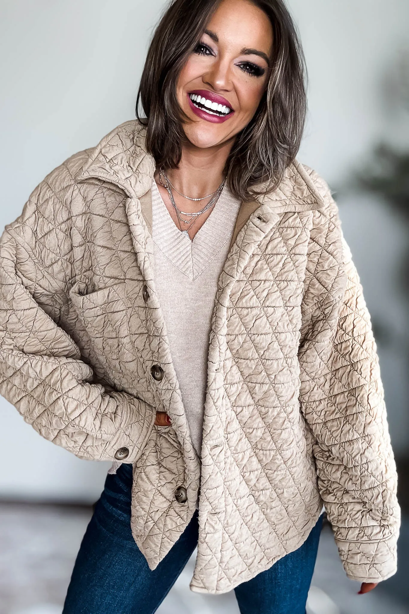 Taupe Quilted Jacket