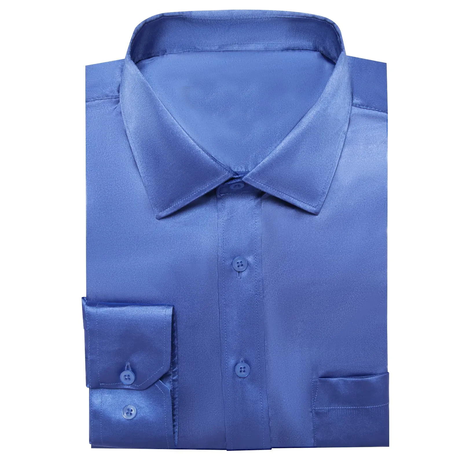 Ties2you Button Up Shirt Design Cobalt Blue Solid Long Sleeve Tuxedo Shirt for Men