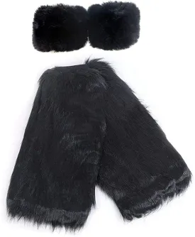 Women's Fur Leg Warmers Sexy Furry Fuzzy Leg Warmers Soft Boot Cuffs Cover, 40CM