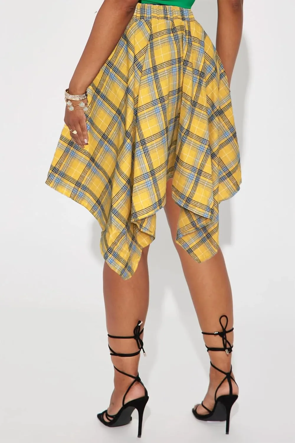 Women's Plaid Skorts Skirts - High Waisted Tie Front Pleated Summer Asymmetrical Skirt with Shorts