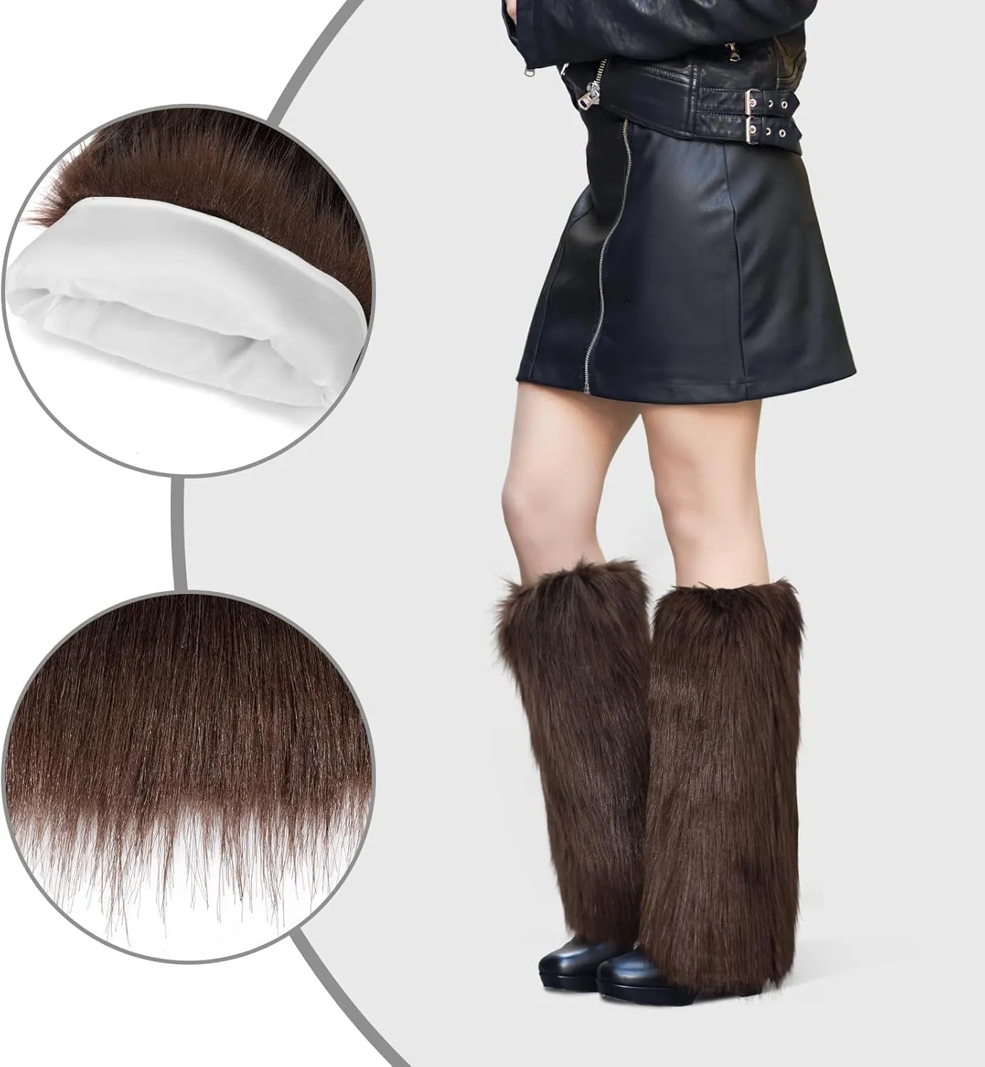 XEPST Faux Fur Fuzzy Leg Warmers Furry Boot Covers for Women, Warm Fuzzy Boot Cuff Boot Sleeves Leg Warmers for Party Costume
