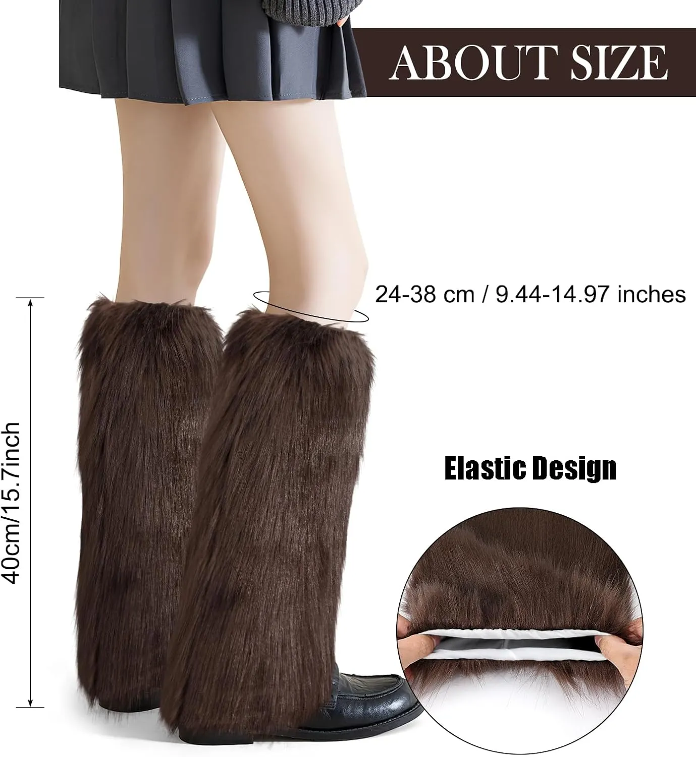 XEPST Faux Fur Fuzzy Leg Warmers Furry Boot Covers for Women, Warm Fuzzy Boot Cuff Boot Sleeves Leg Warmers for Party Costume