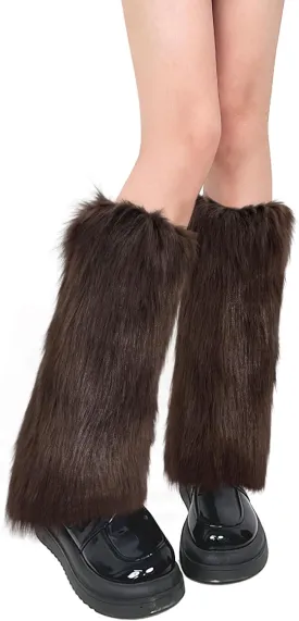 XEPST Faux Fur Fuzzy Leg Warmers Furry Boot Covers for Women, Warm Fuzzy Boot Cuff Boot Sleeves Leg Warmers for Party Costume